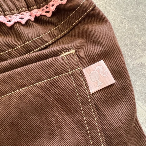 Y2K Barbie Chocolate Brown Kids Shorts with Pink Stitching 2008 2T Girls - Picture 4 of 7